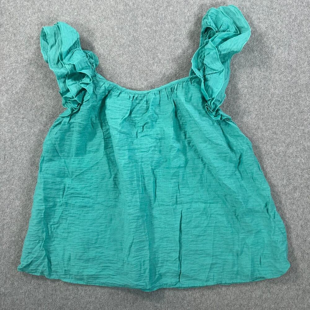 Express Ruffle Strap Tank Top Women's Large Gauzy Sleeveless Turquoise